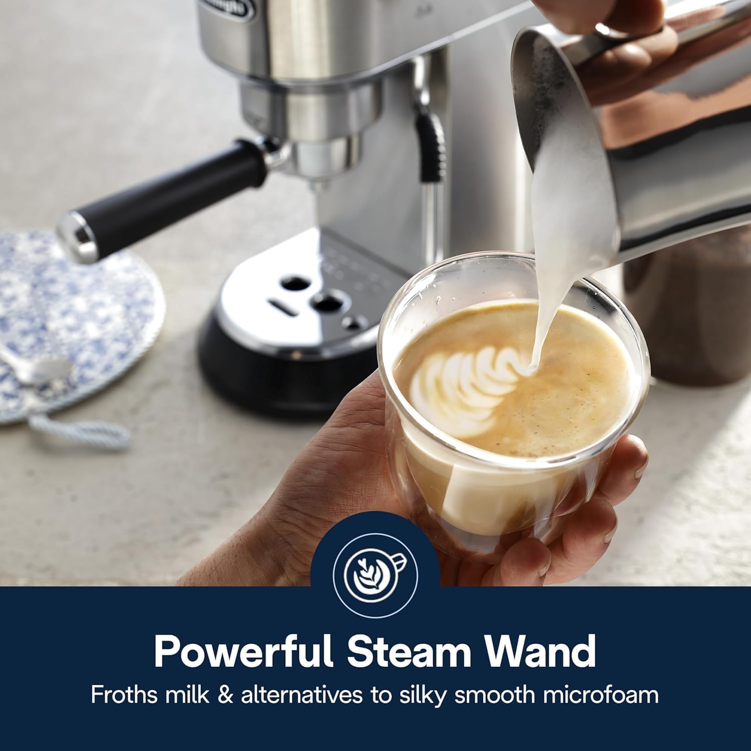 De’Longhi EC885M Dedica Arte Espresso Machine with My LatteArt Steam Wand (Milk Frother) – Italian Stainless Steel Design - Image 6