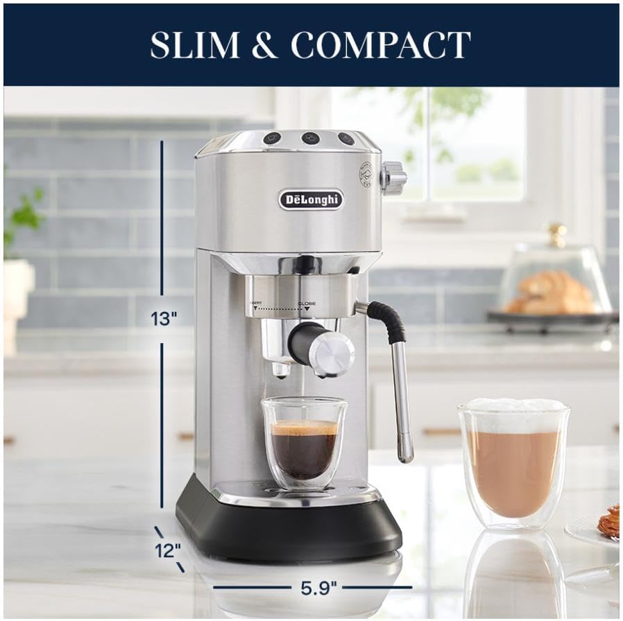 De’Longhi EC885M Dedica Arte Espresso Machine with My LatteArt Steam Wand (Milk Frother) – Italian Stainless Steel Design - Image 3