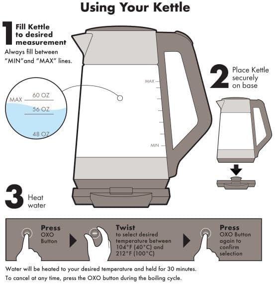 OXO 8716900 Brew Adjustable Temperature Kettle, Electric, Clear - Image 4