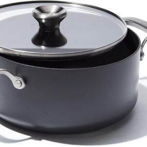 OXO CC004744-001 Professional 5QT Stock Pot with Lid, Hard Anodized Ceramic Nonstick Cookware PFAS-Free, Black
