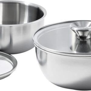 OXO CC006226-001 Mira Tri-Ply Stainless Steel, 1.5QT and 3.57QT Chef’s Pan Set with Lids, PFAS-Free, Multi Clad, Silver