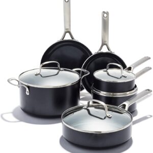 OXO CC006960-001 Agility Series 10 Piece Cookware Pots and Pans Set, Ceramic Nonstick PFAS-Free, Induction, Black