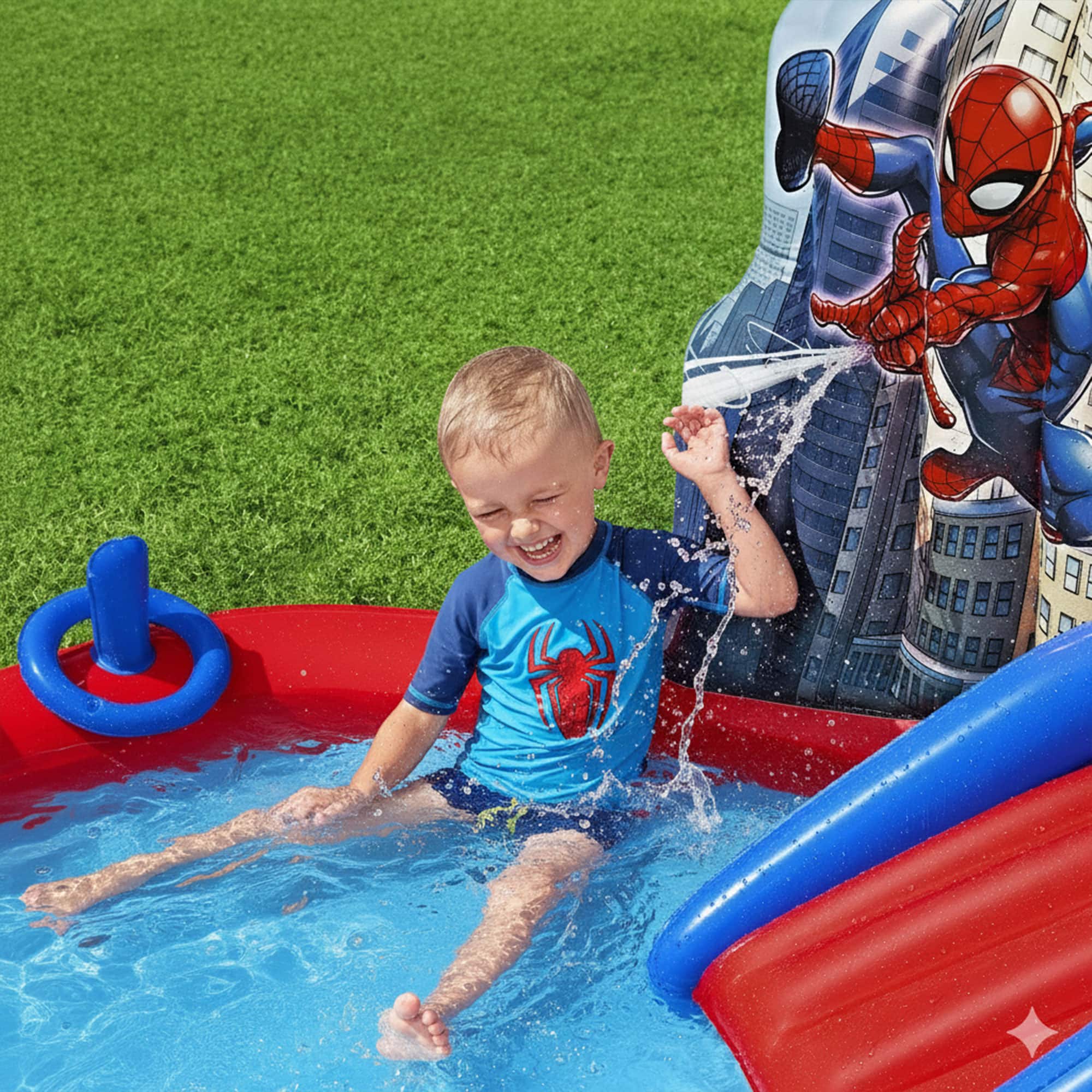 Bestway - Marvel Spider-Man Inflatable Kids Outdoor Water Play Center and Water Slide - Multicolor - Image 5