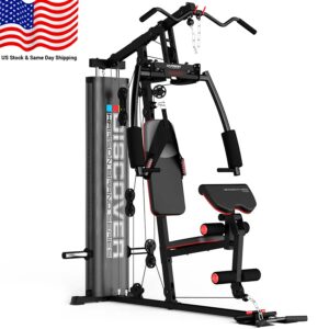 HARISON - Multifunctional Home Gym Equipment, Full Body Workout Equipment with Pulley System, No Weights（BBG11511) - Black