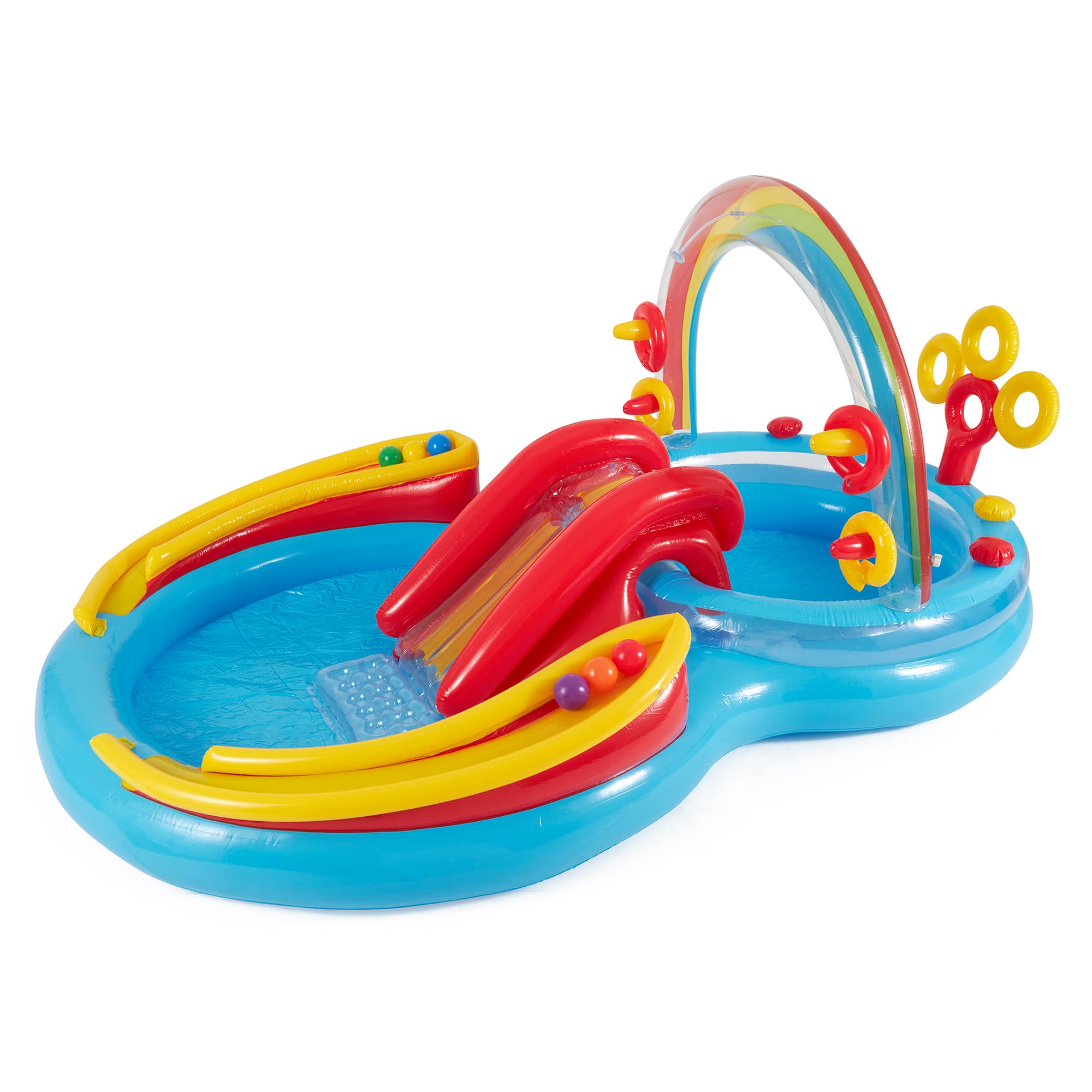 Intex - 8ft x 6.25ft x 43in Dinosaur Play Pool & Inflatable Rainbow Play Pool - Image 4