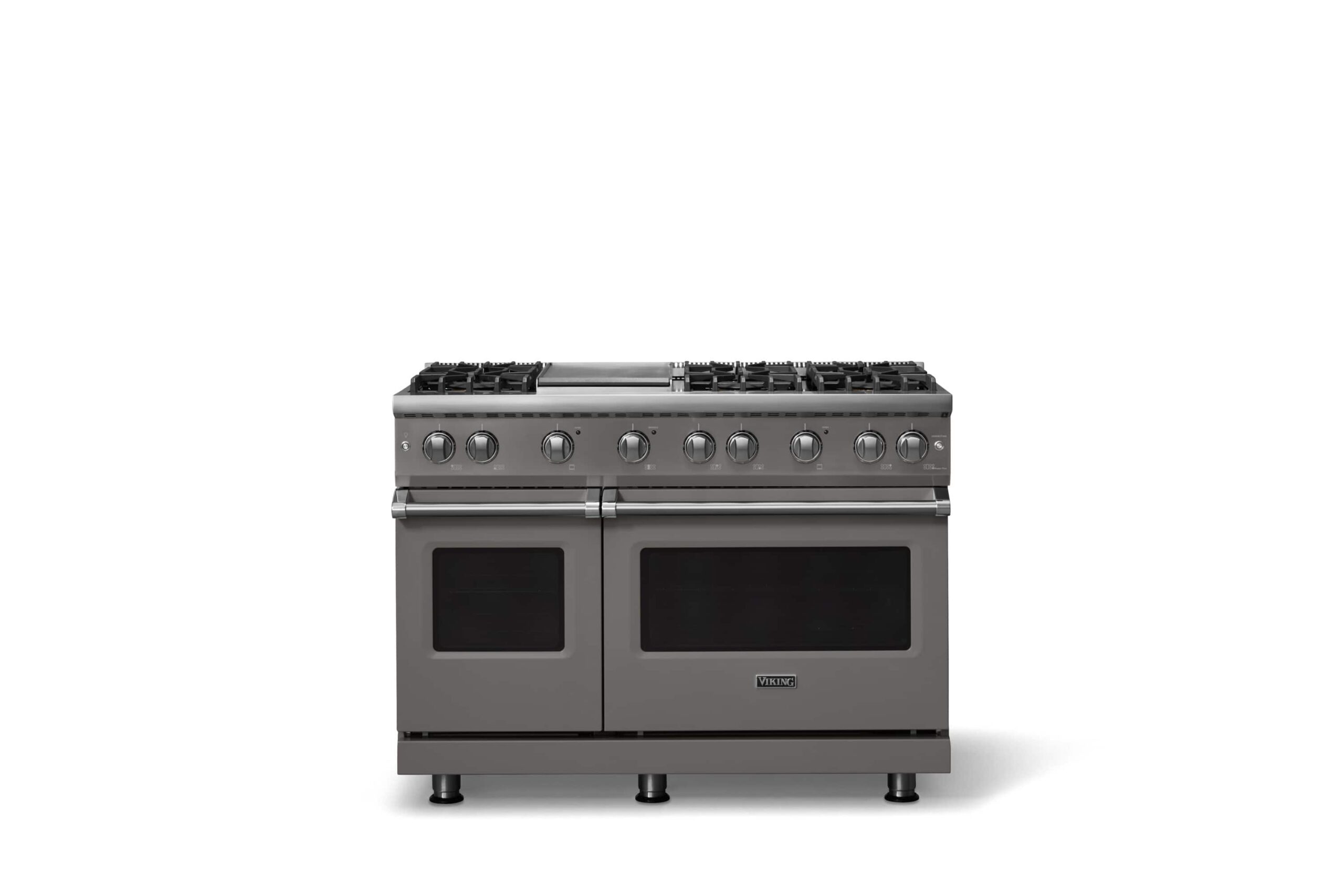 Viking - 48 in. Wide 6 Burner Pro 5 Series 6.1 Cu. Ft. Freestanding Sealed Burner Gas Convection Range w. Griddle - Damascus Gray - Damascus Gray