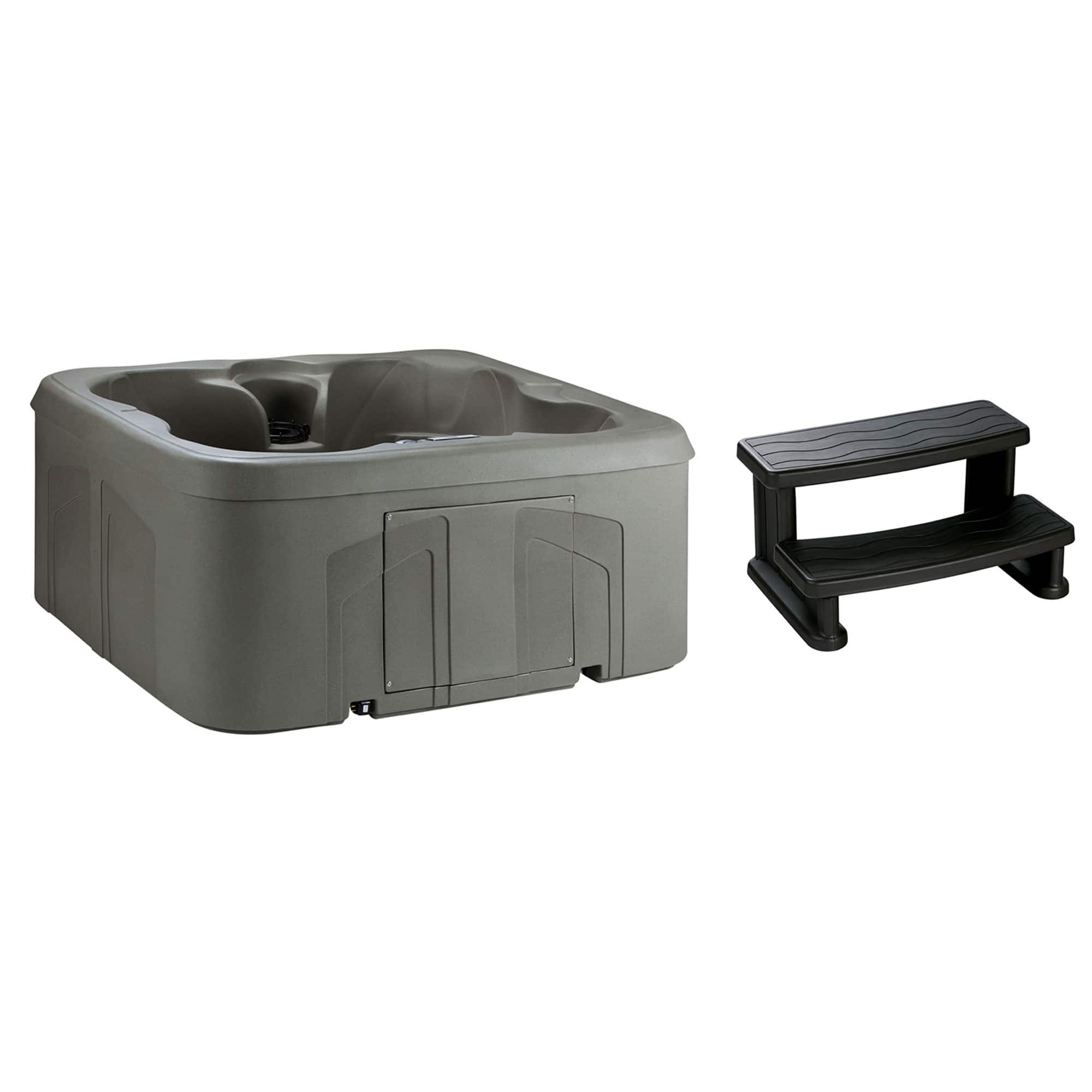Lifesmart - 4 Person Inflatable Hot Tub Spa, Side Step for Square & Round Hot Tubs - Taupe