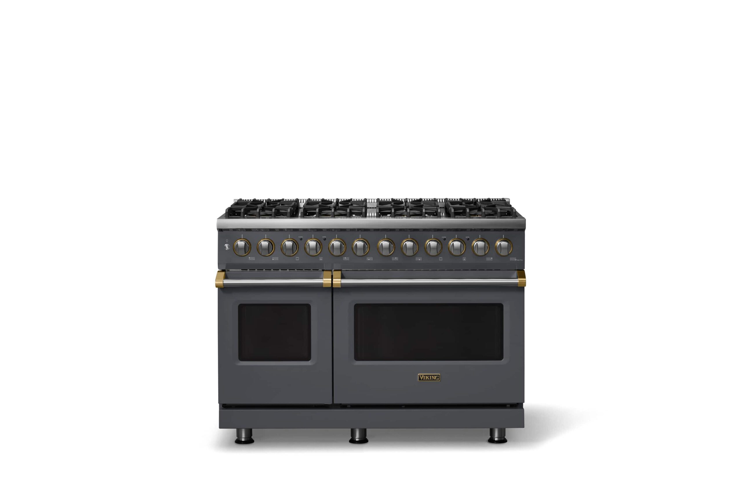 Viking - Pro 5 Series 7.3Cu. Ft. Freestanding Sealed 8 Burner LP DF Convection Range/Grdl - Cast Black w. Brushed Brass Trim - Cast Black