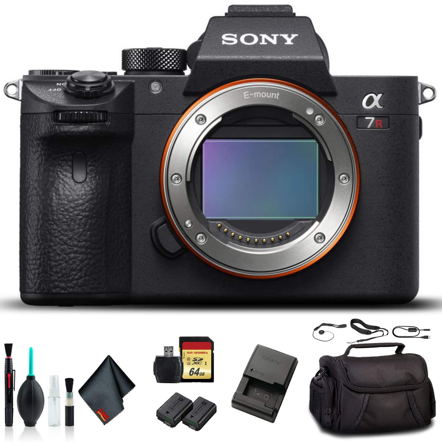 Sony - Alpha a7R III Mirrorless Camera Bundle + 64GB Memory Card + Soft Bag + Card Reader + Accessory Kit - Black