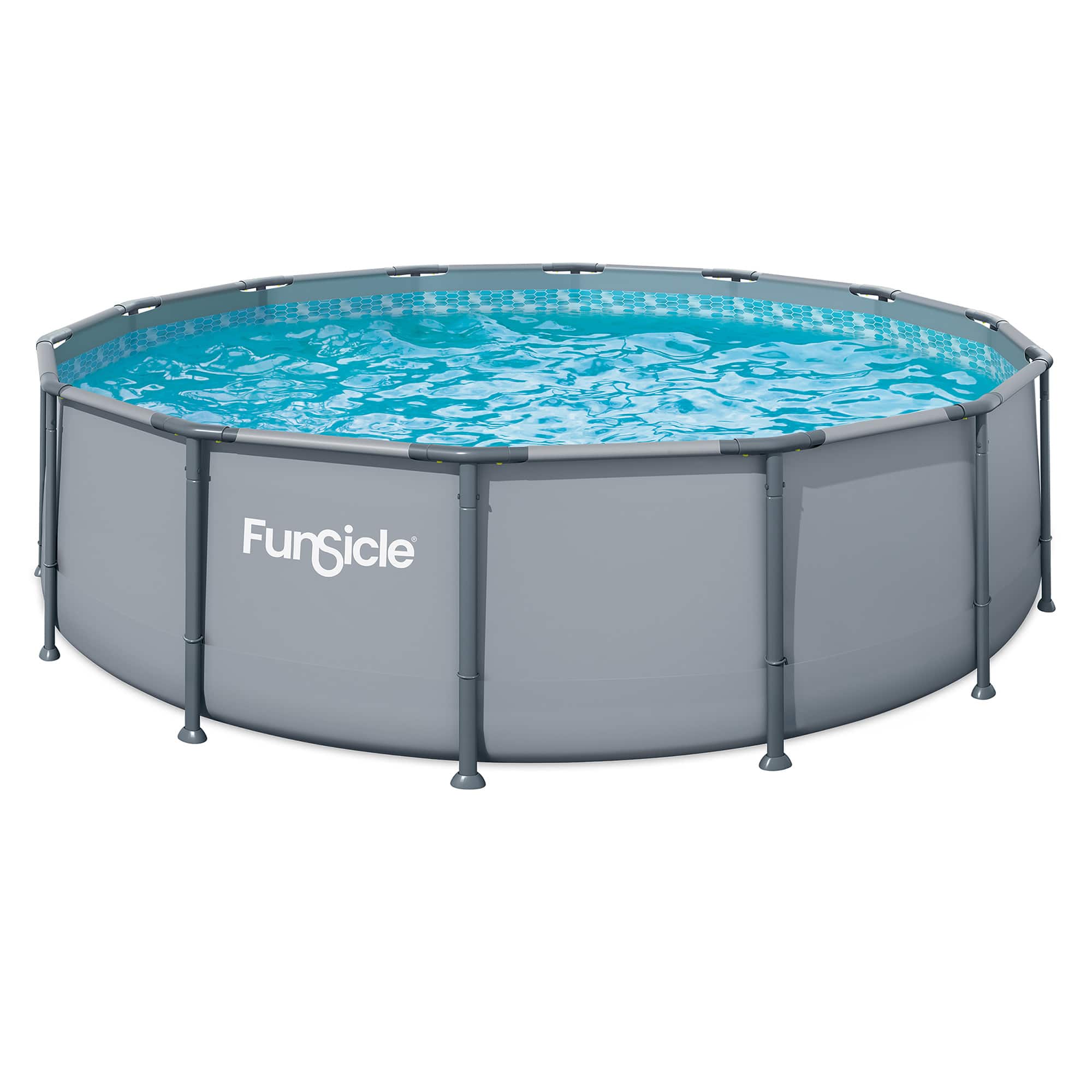 Funsicle - 14' x 42" Oasis Round Above Ground Swimming Pool Set, Cool - Gray