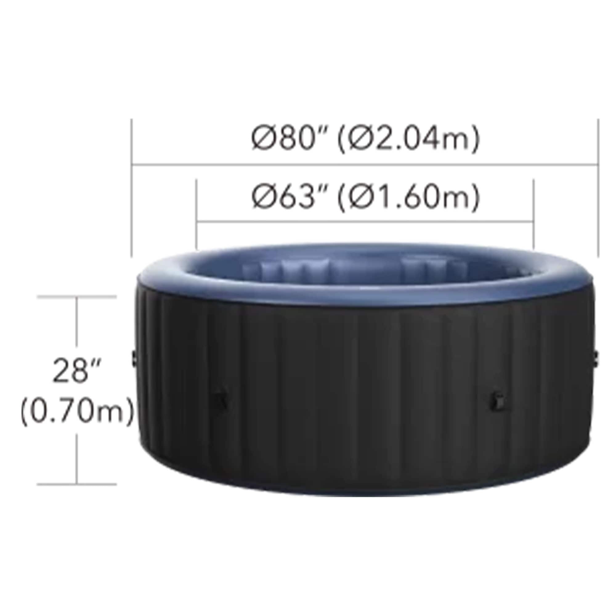 MSpa - Round Inflatable Bubble Massage Spa, 4 to 6 Person Outdoor Hot Tub, Bergen - Charcoal Grey - Image 2