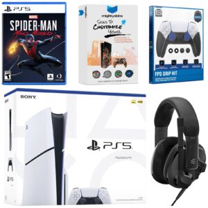 PlayStation 5 Slim Disc Bundle with Spider-Man: Miles Morales, EPOS Headset, FPS Grip Kit and MightySkins Code - PlayStation 5