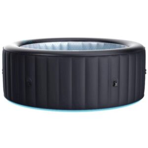 MSpa - Round Inflatable Bubble Spa, 4 to 6 Person Hot Tub with LED Lights, Aurora - Black