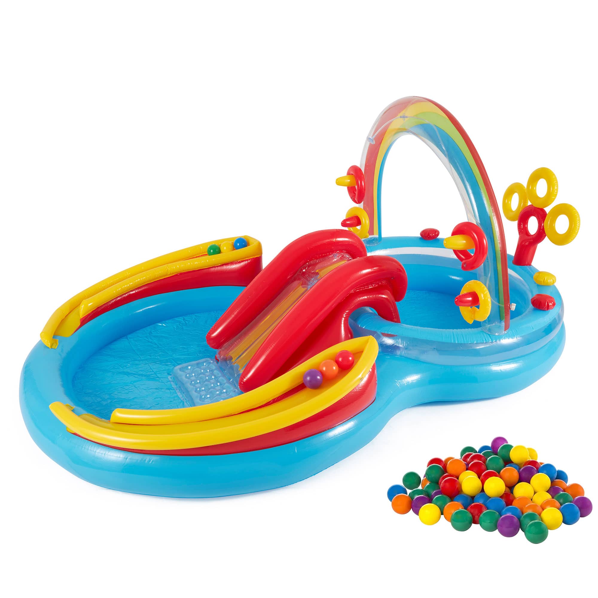 Intex - Rainbow Ring Inflatable Play Center Pool w/ Fun Ballz, 100 Pack - Multi-color