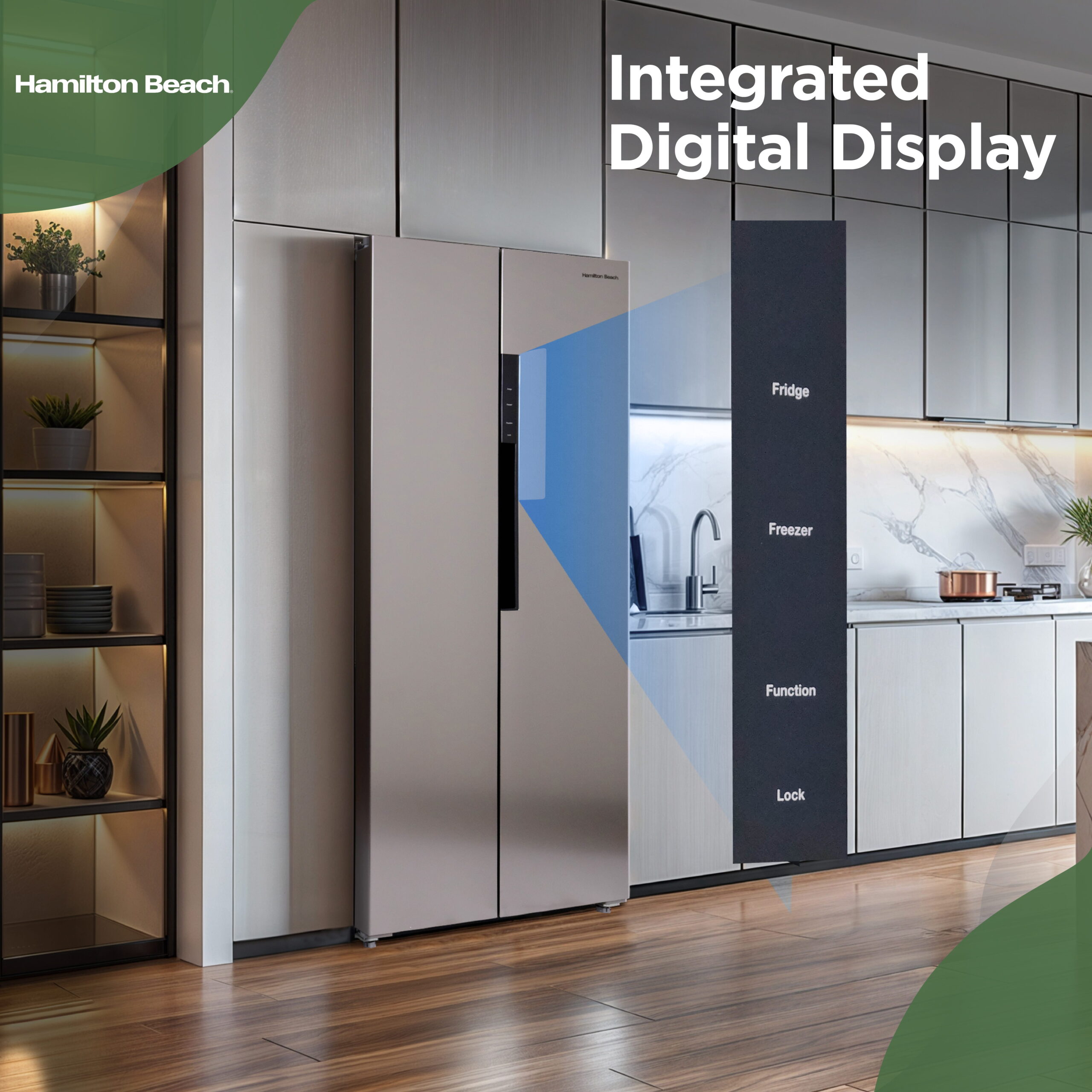 Hamilton Beach 15.6 Cu Ft Side by Side Refrigerator, Platinum Stainless Steel Fridge Freezer for Kitchen, Home, Office - Image 6