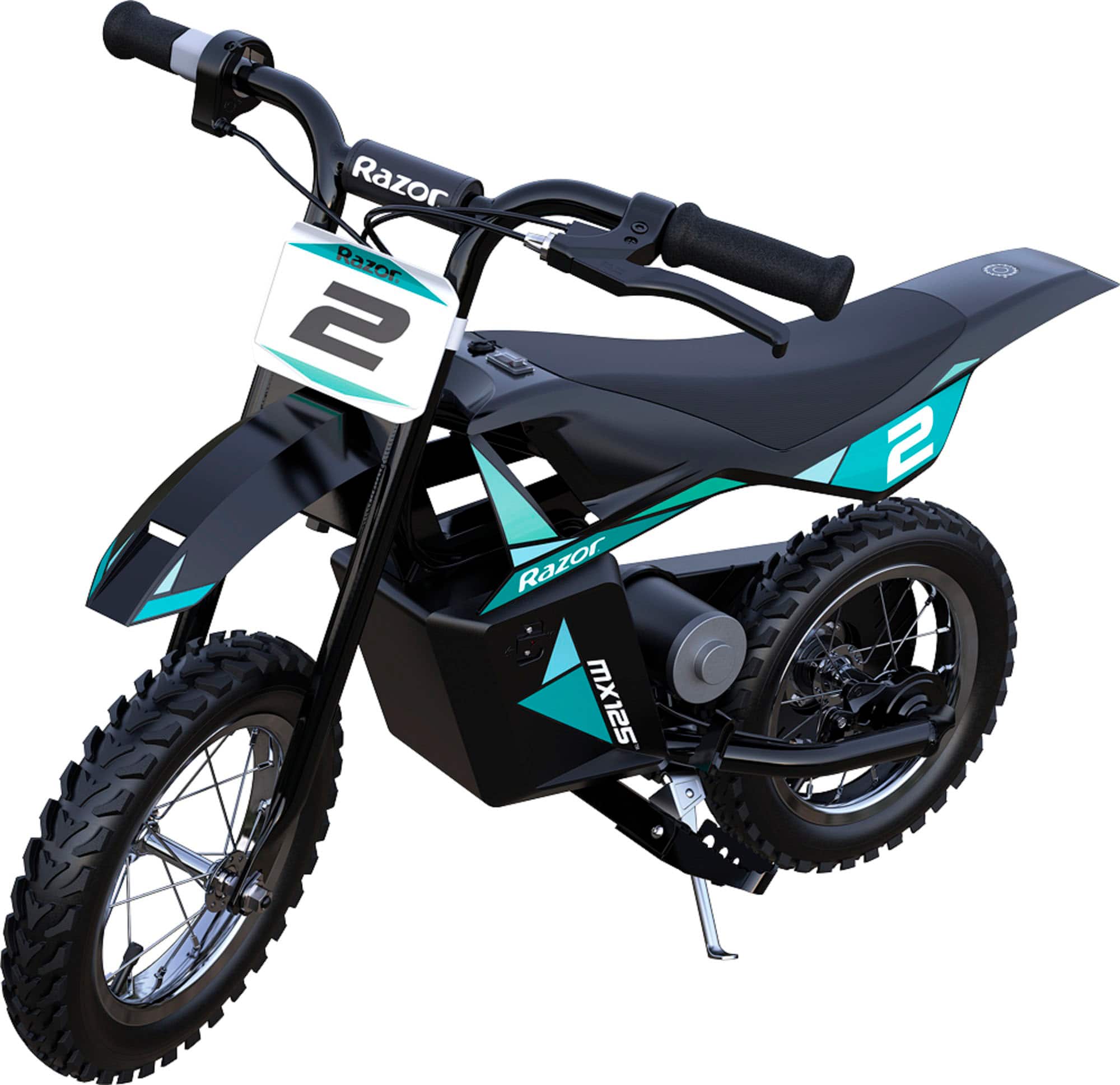 Razor - MX125 Dirt Rocket eBike for Kids w/ 5.3 Miles Max Operating Range and 8 mph Max Speed - Teal/Black - Image 2
