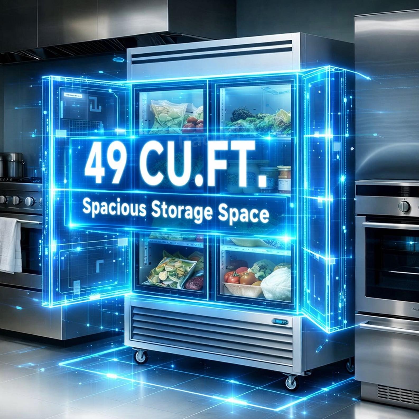 NSF 54'' Reach In Refrigerator 42 Cu.ft. Commercial 2-Door Upright Refrigerator in Stainless Steel - Image 4