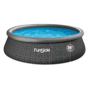 Funsicle - 12' x 36" QuickSet Inflatable Ring Top Outdoor Above Ground Pool w/Pump - Brown