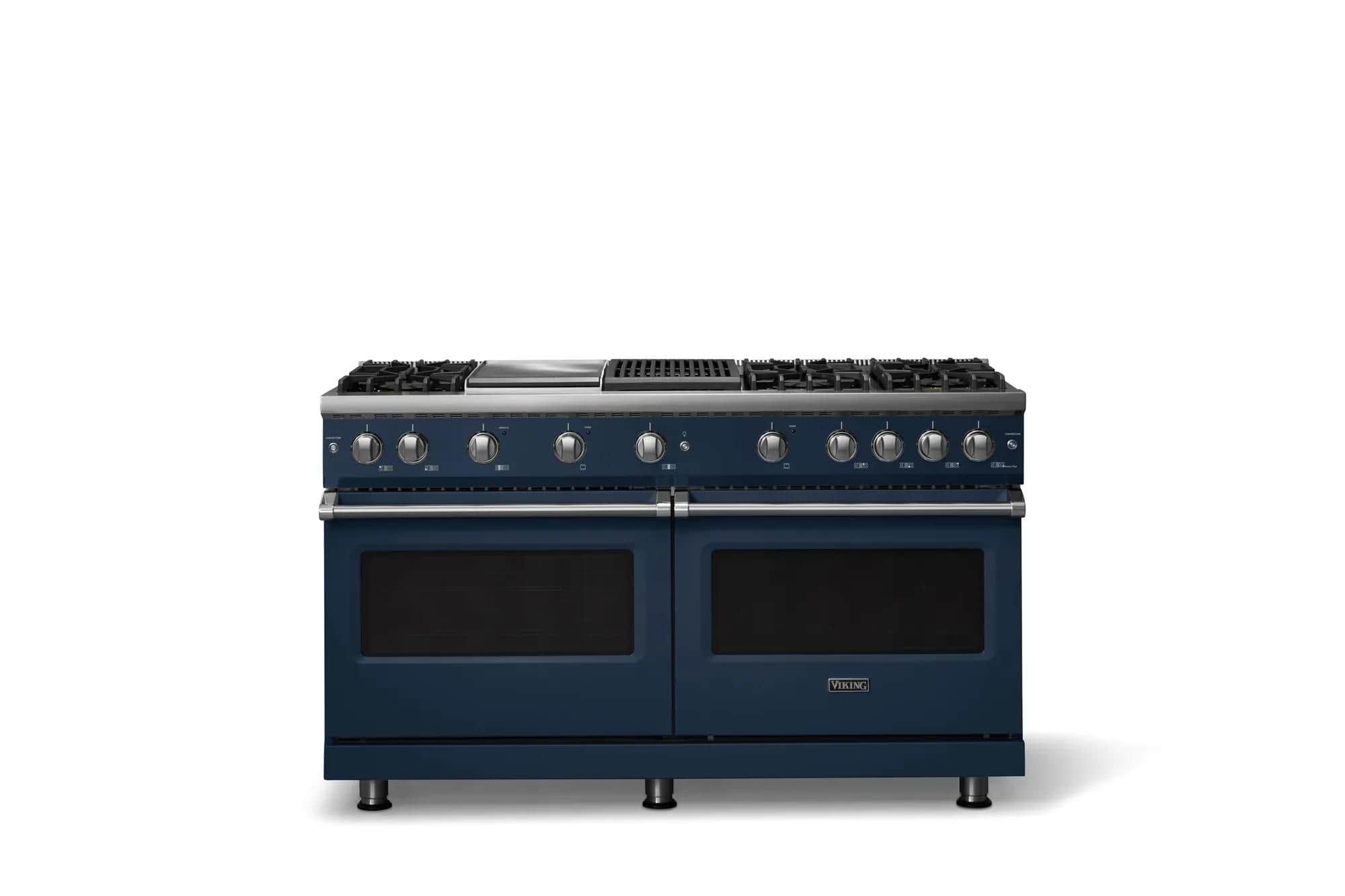 Viking - 60 in. Wide 6 Burner Pro 5 Series 8.0 Cu. Ft. Freestanding Sealed Burner Gas Convection Range w. Griddle - Slate Blue - Slate Blue