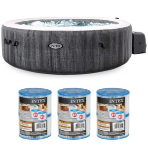Intex - PureSpa Plus Inflatable Bubble Jet Hot Tub & Replacement Filters (8 Pack) - Gray