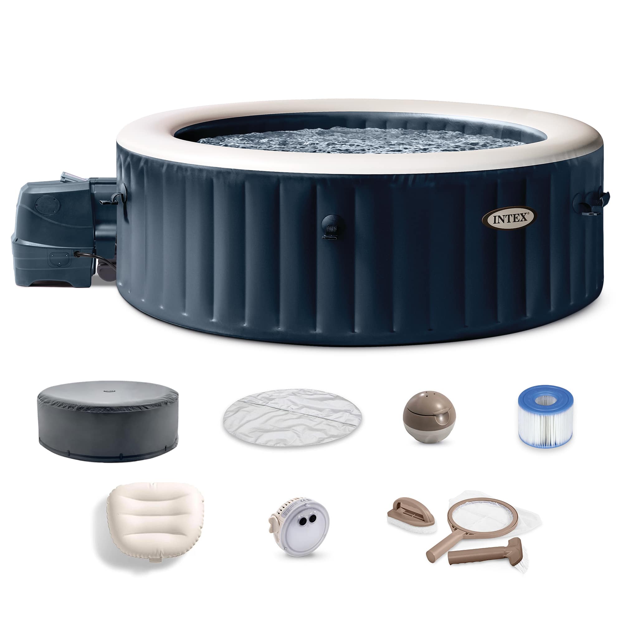 Intex - 28429EP PureSpa Plus 77 x 28 Inch Hot Tub with Maintenance Accessory Kit - Blue