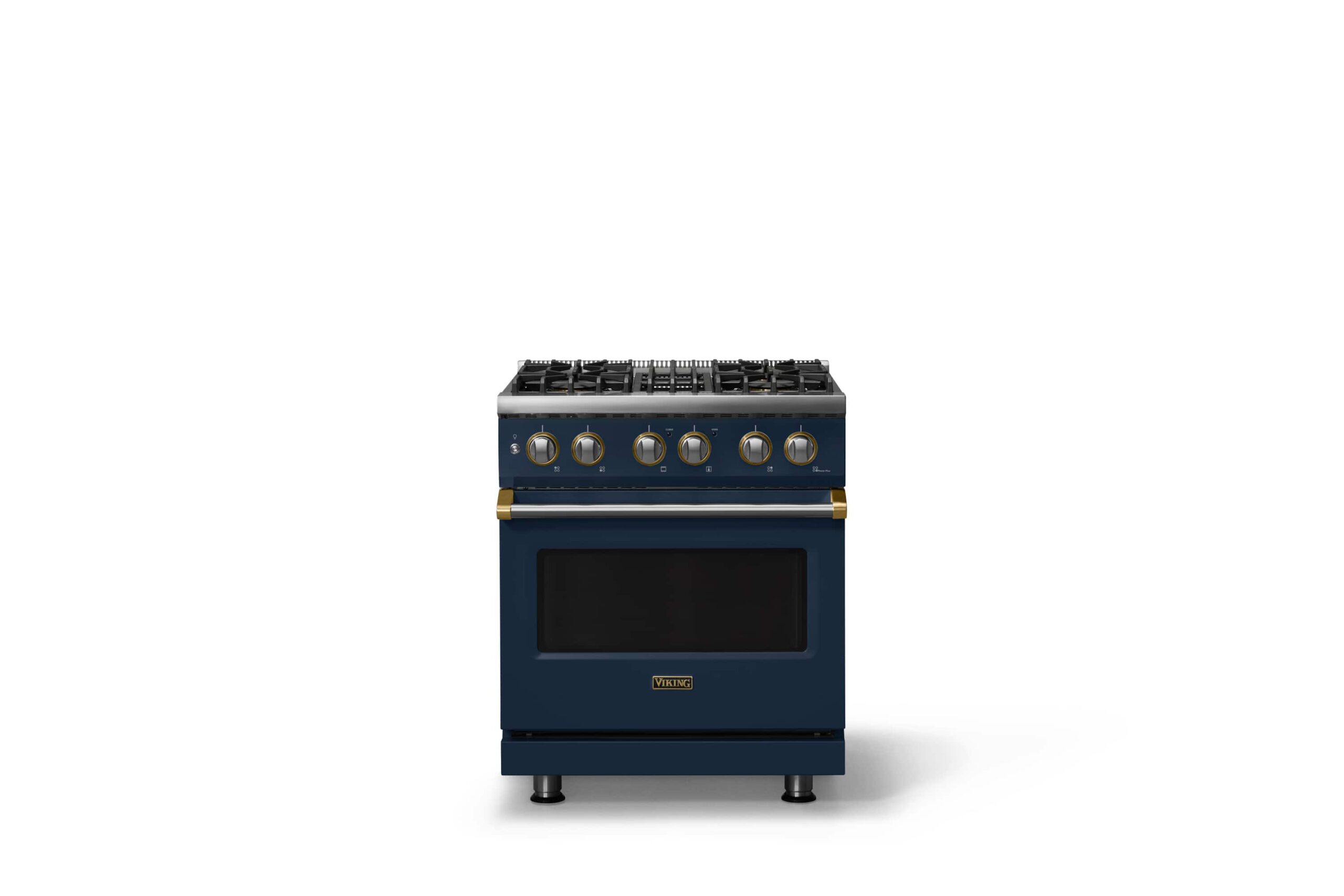 Viking - Pro 5 Series 4.7 Cu. Ft. Freestanding Sealed 4 Burner DF Convection Range - Slate Blue w. Brushed Brass Trim - Slate Blue
