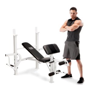 Marcy - Diamond Elite Classic Multipurpose Home Gym Workout Lifting Weight Bench - Black & White