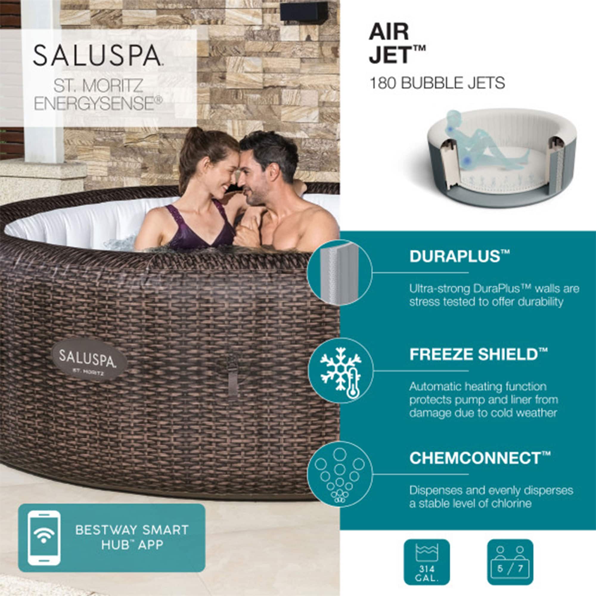 Bestway - Coleman St Moritz AirJet Inflatable Hot Tub with 2 SaluSpa Non Slip Seat - Brown - Image 2