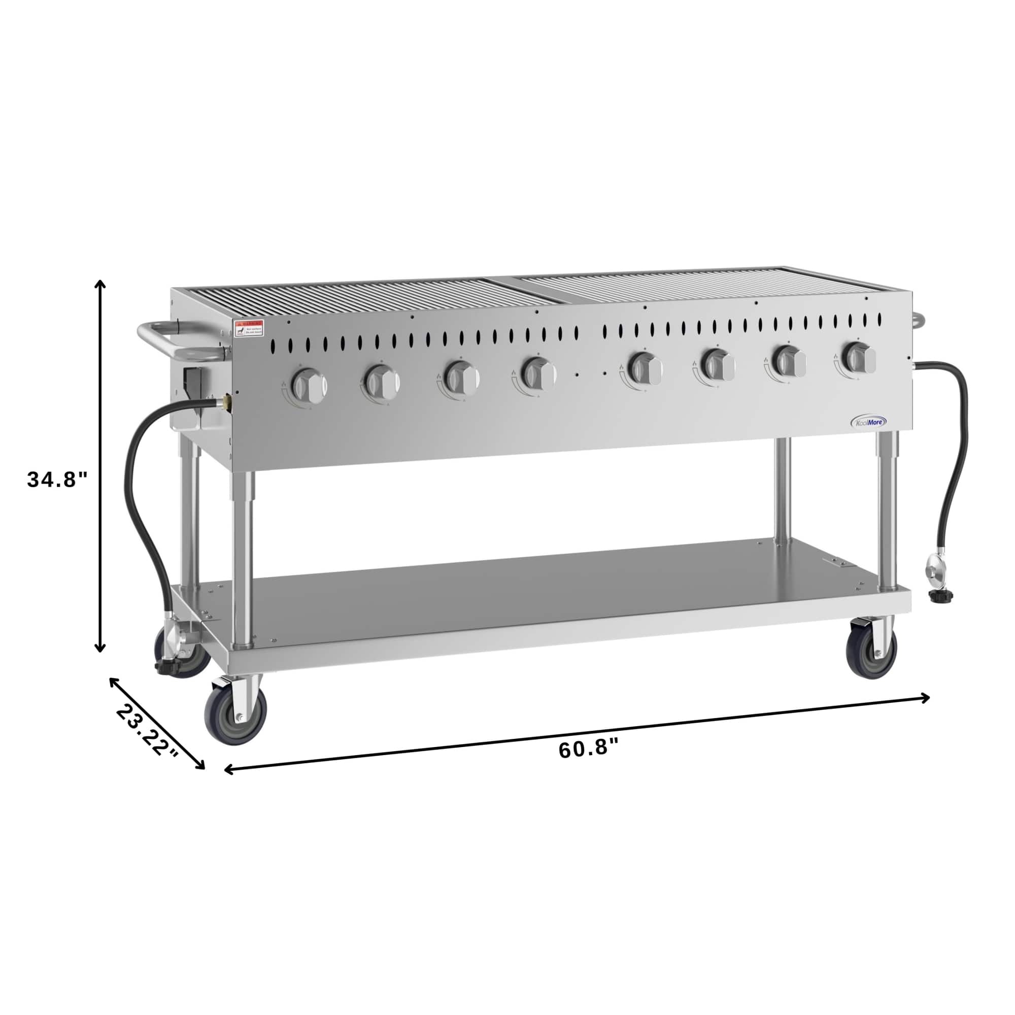 Koolmore - 60 in. Commercial Mobile Outdoor Propane Gas Grill, ETL Listed in Stainless-Steel (KM-CGM-60) - Stainless Steel - Image 2