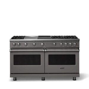 Viking - 60 in. Wide 6 Burner Pro 5 Series 8.0 Cu. Ft. Freestanding Sealed Burner Gas Convection Range w. Griddle - Damascus Gray - Damascus Gray