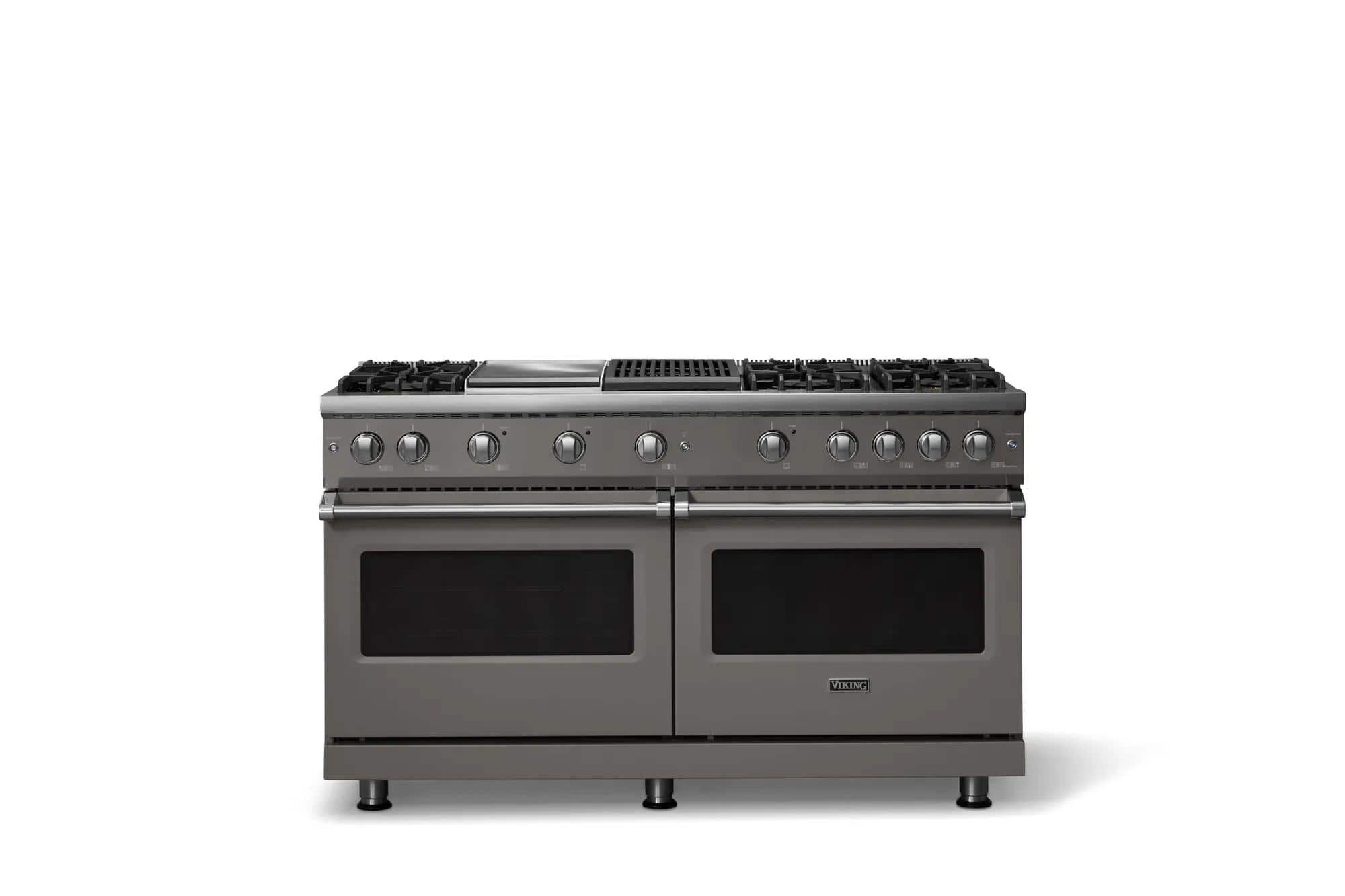 Viking - 60 in. Wide 6 Burner Pro 5 Series 8.0 Cu. Ft. Freestanding Sealed Burner Gas Convection Range w. Griddle - Damascus Gray - Damascus Gray