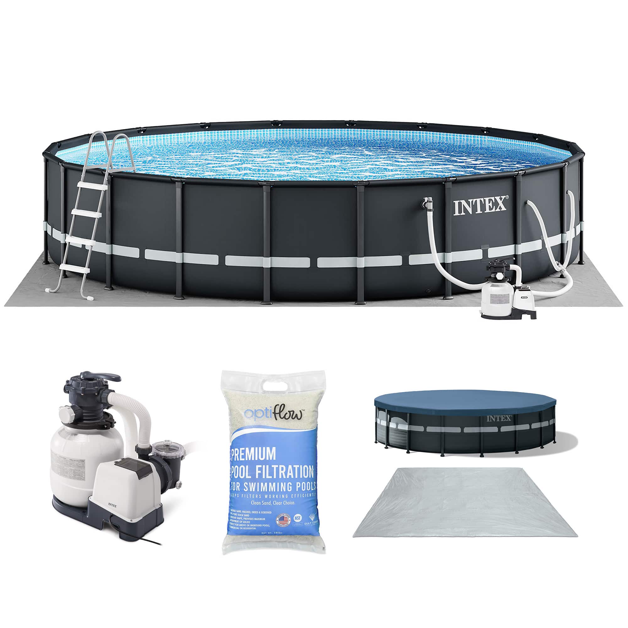 Intex - Ultra XTR Frame 20'x48" Above Ground Pool and OptiFlow Premium Filter Sand