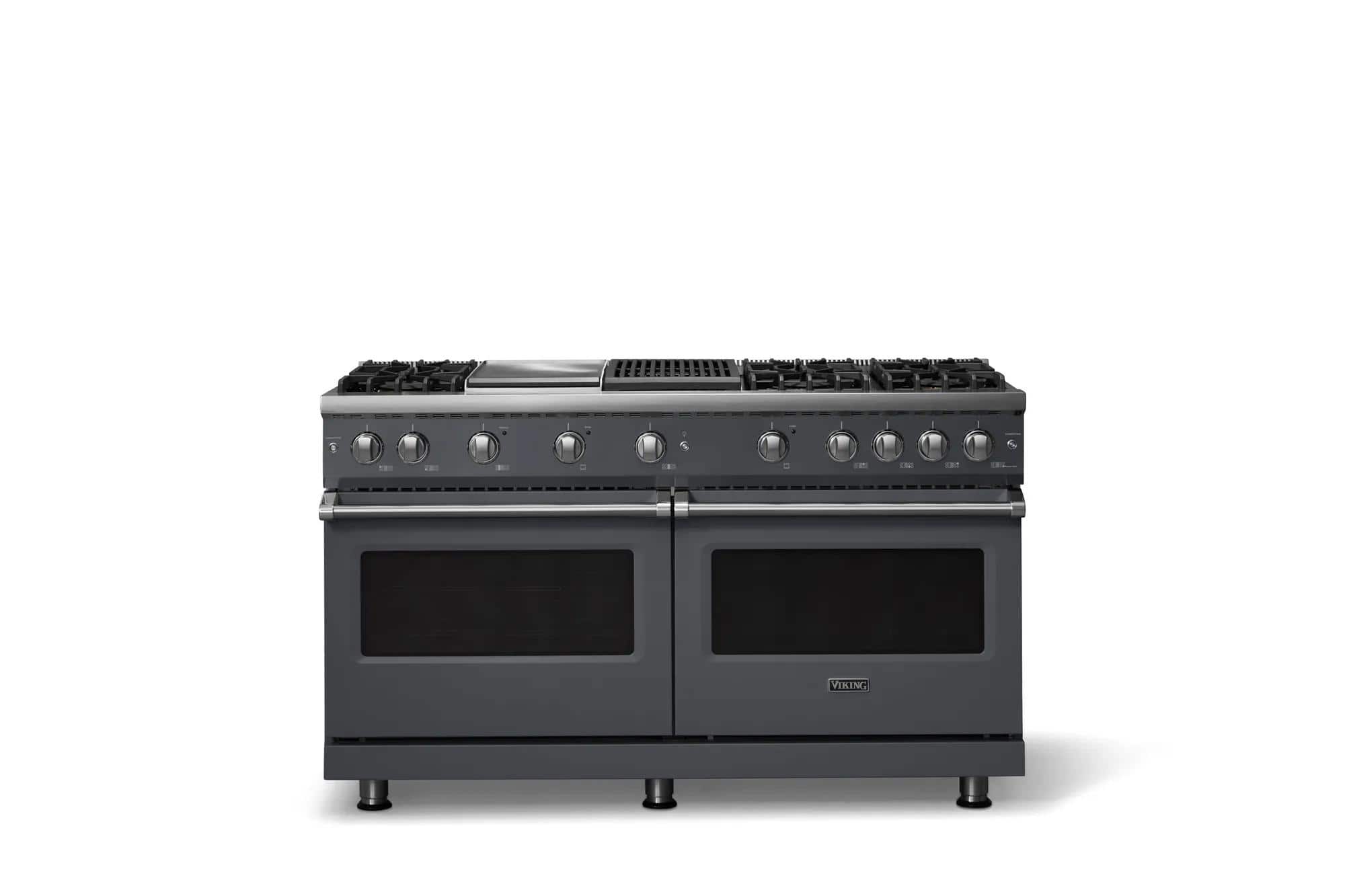 Viking - 60 in. Wide 6 Burner Pro 5 Series 8.0 Cu. Ft. Freestanding Sealed Burner Gas Convection Range w. Griddle - Cast Black - Cast Black