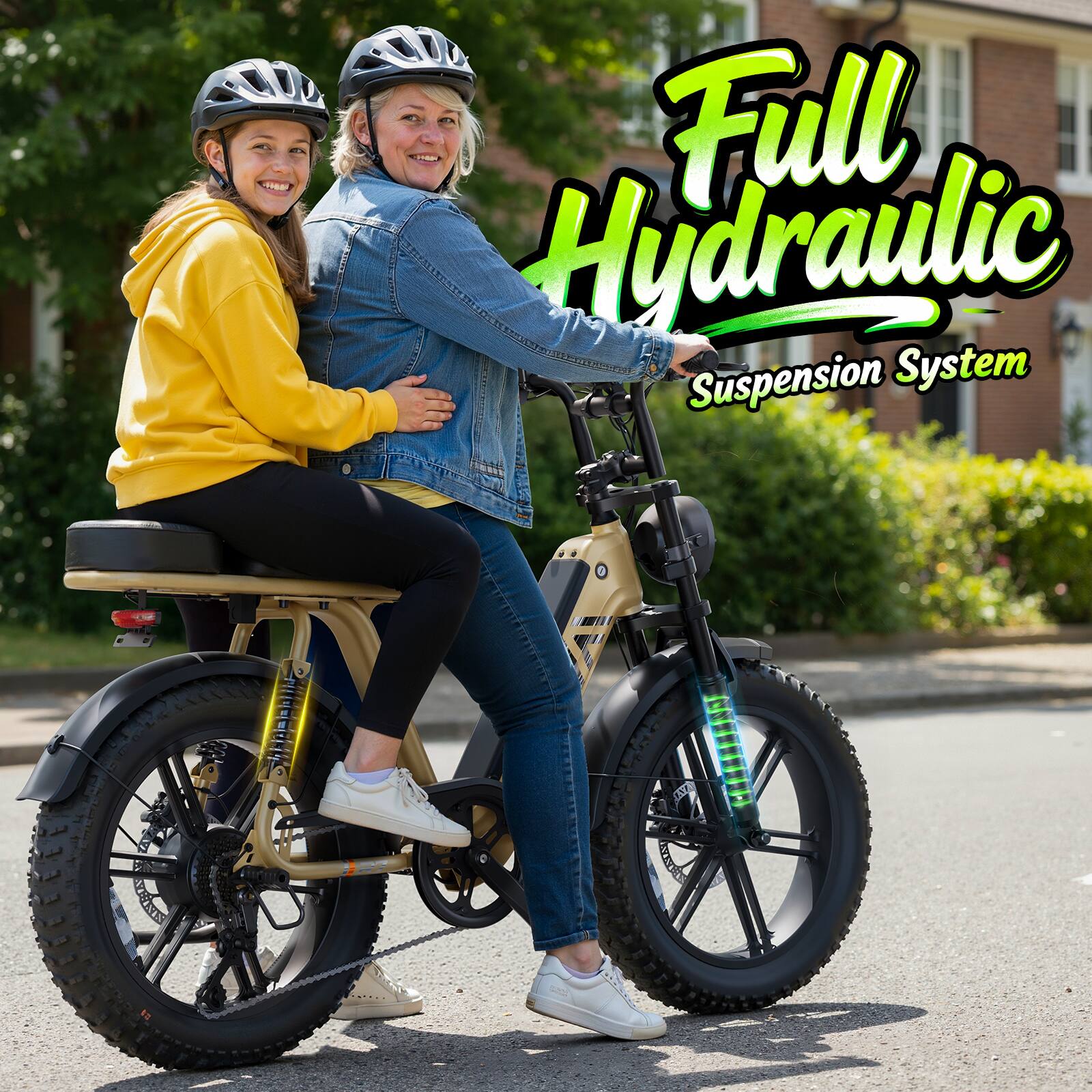 TST GRP - 20" Fat Tire Electric Bike for Adults,1500W Peak Motor E Bike with 48V 15Ah Battery - Khaki - Image 4