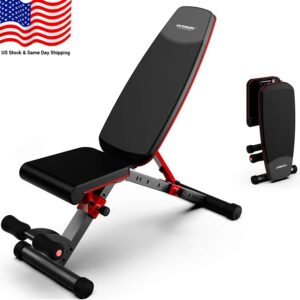 HARISON - Foldable Adjustable Weight Bench for Home Gym, Workout Bench Press with Leg Extension(BB608G) - Black