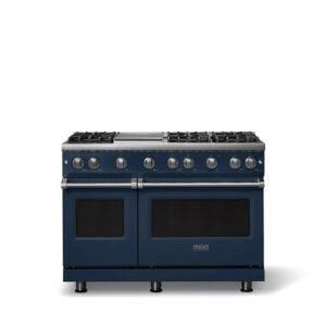 Viking - 48 in. Wide 6 Burner Pro 5 Series 6.1 Cu. Ft. Freestanding Sealed Burner Gas Convection Range w. Griddle - Slate Blue - Slate Blue