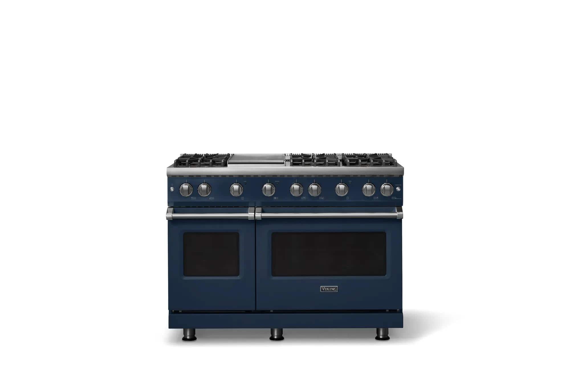 Viking - 48 in. Wide 6 Burner Pro 5 Series 6.1 Cu. Ft. Freestanding Sealed Burner Gas Convection Range w. Griddle - Slate Blue - Slate Blue