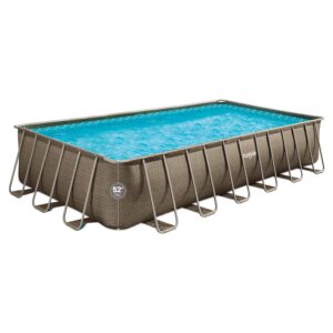 Funsicle - 24 Ft Oasis Designer Lap Above Ground Pool w/ Pump, Basketweave - Brown