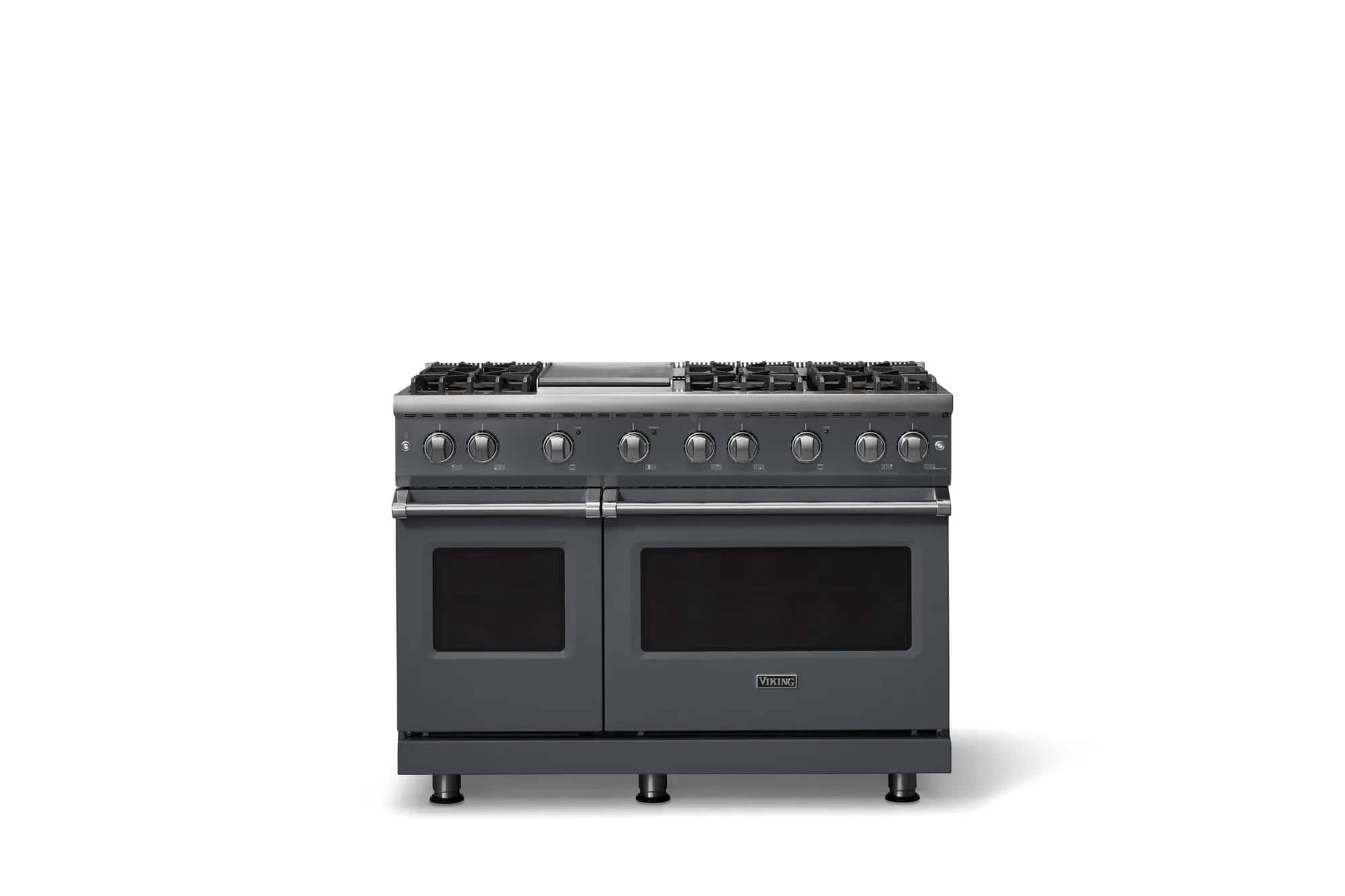 Viking - 48 in. Wide 6 Burner Pro 5 Series 6.1 Cu. Ft. Freestanding Sealed Burner Gas Convection Range w. Griddle - Cast Black - Cast Black