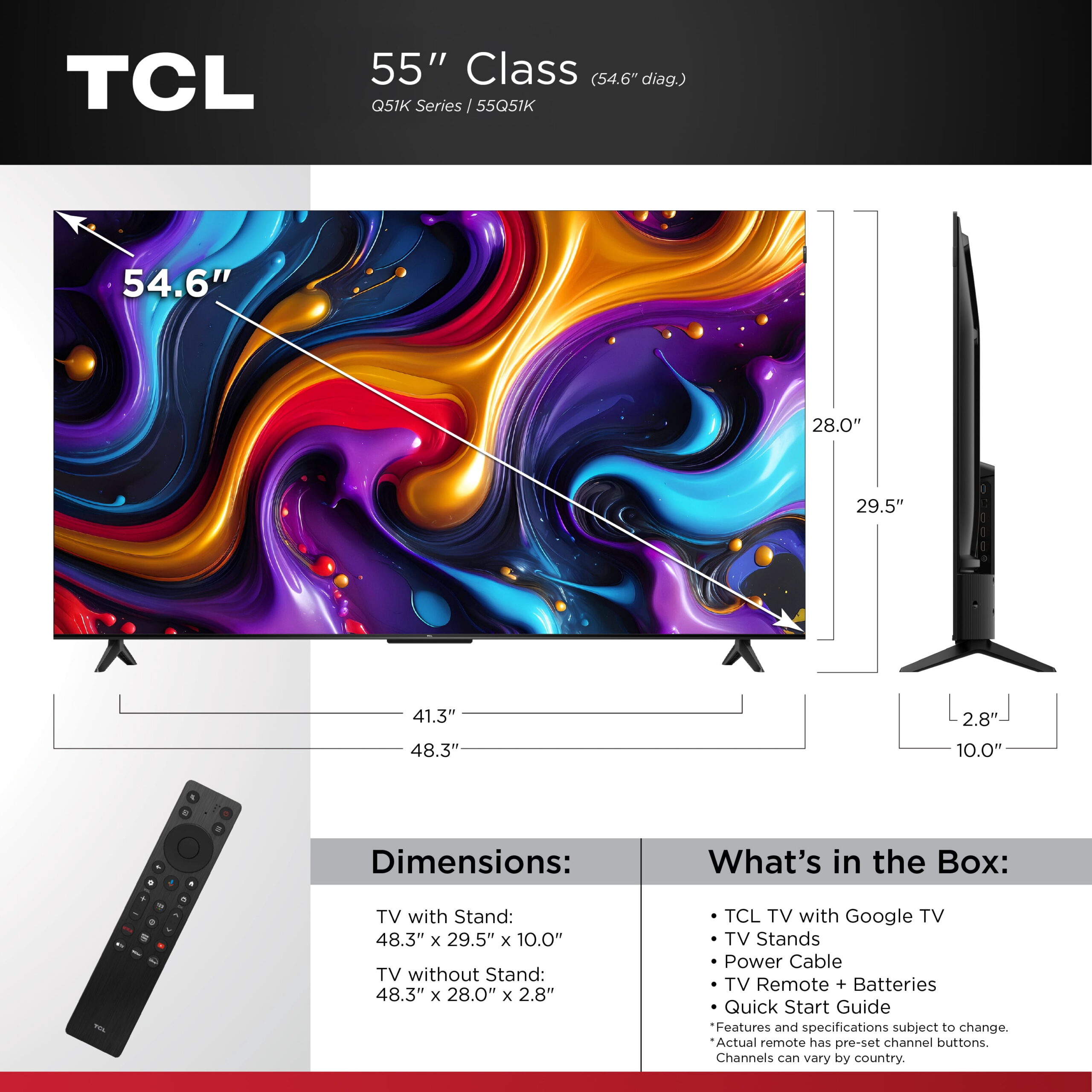 TCL 55" Q Series QLED 4K UHD HDR Smart Google TV (NEW 2025) - Dolby Vision, Dolby Atmos, Motion Rate 240, HDR 10+, Auto Game Mode - 55Q51K - Image 3
