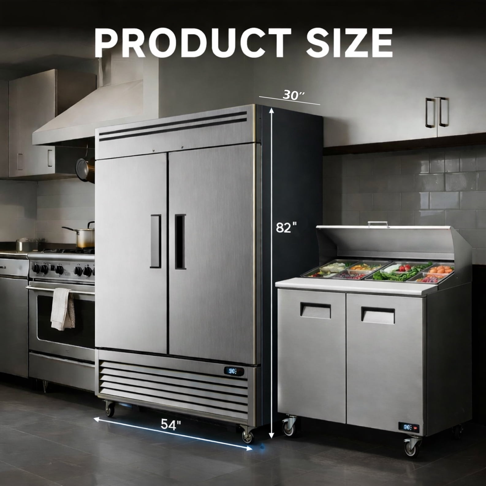 NSF 54'' Reach In Refrigerator 42 Cu.ft. Commercial 2-Door Upright Refrigerator in Stainless Steel - Image 2