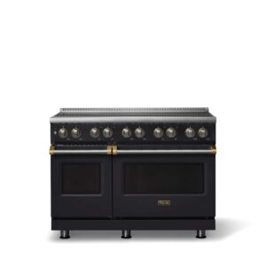 Viking - 48 in. Wide 6 Elements 5 Series Freestanding Electric Induction Range - with Brushed Brass Trim - Onyx