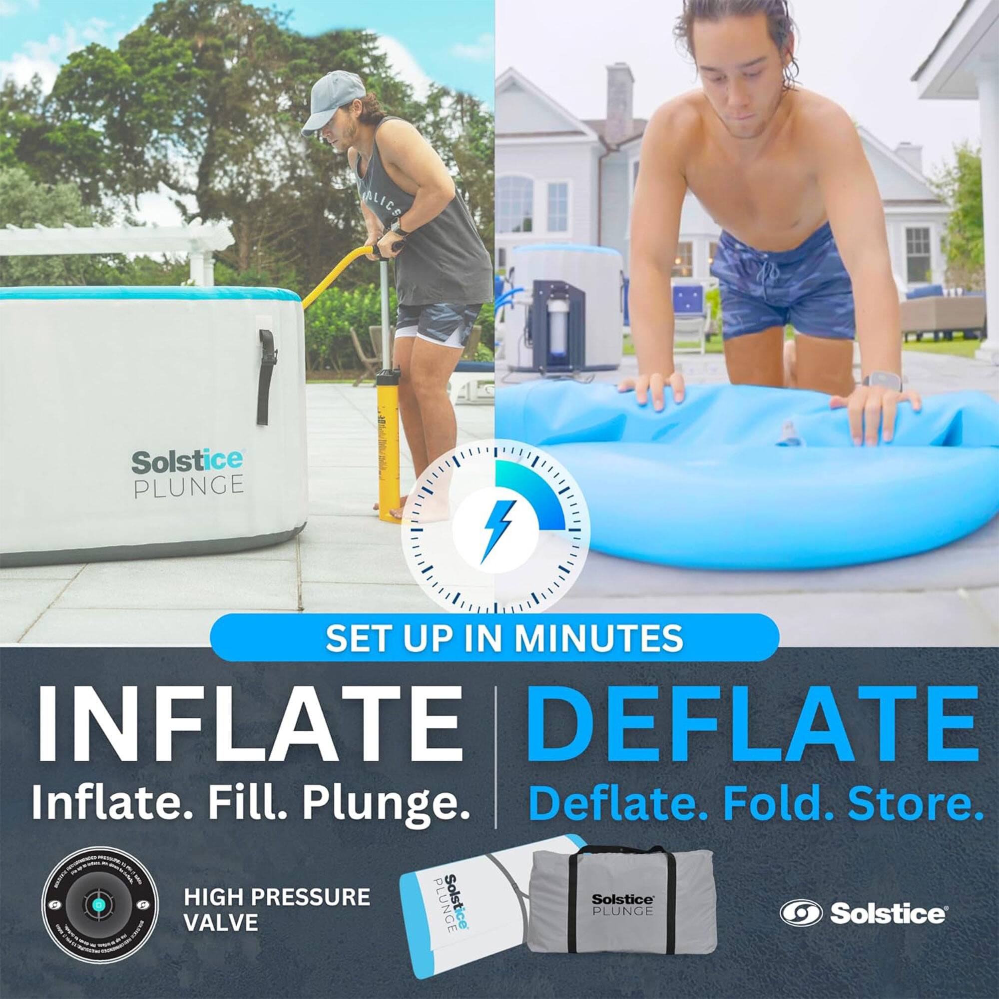 Solstice - Plunge 100 Gallon Inflatable Insulated Ice Bath Tub with Lid - White - Image 5
