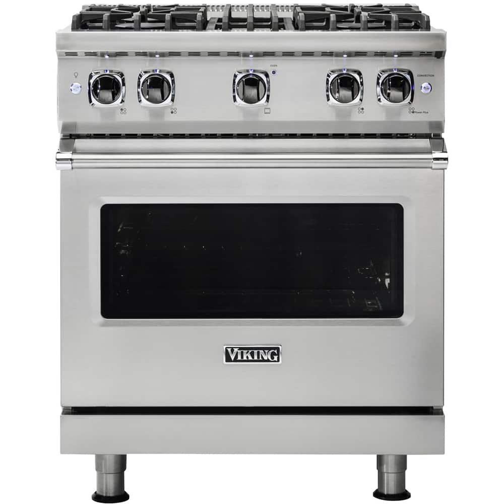 Viking - 30 in. Wide 4 Burner Professional 5 Series 4.0 Cu. Ft. Freestanding Gas Convection Range - Stainless Steel