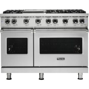 Viking - 48 in. Wide 6 Burner 6.1 Cu. Ft. Professional 5 Series Freestanding Double Oven Liquid Propane Gas Convection Range - Stainless Steel