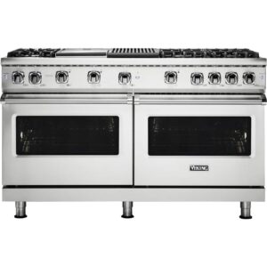 Viking - 60 in. Wide 6 Burner 8.0 Cu. Ft. Professional 5 Series Freestanding Double Oven Gas Convection Range - Stainless Steel