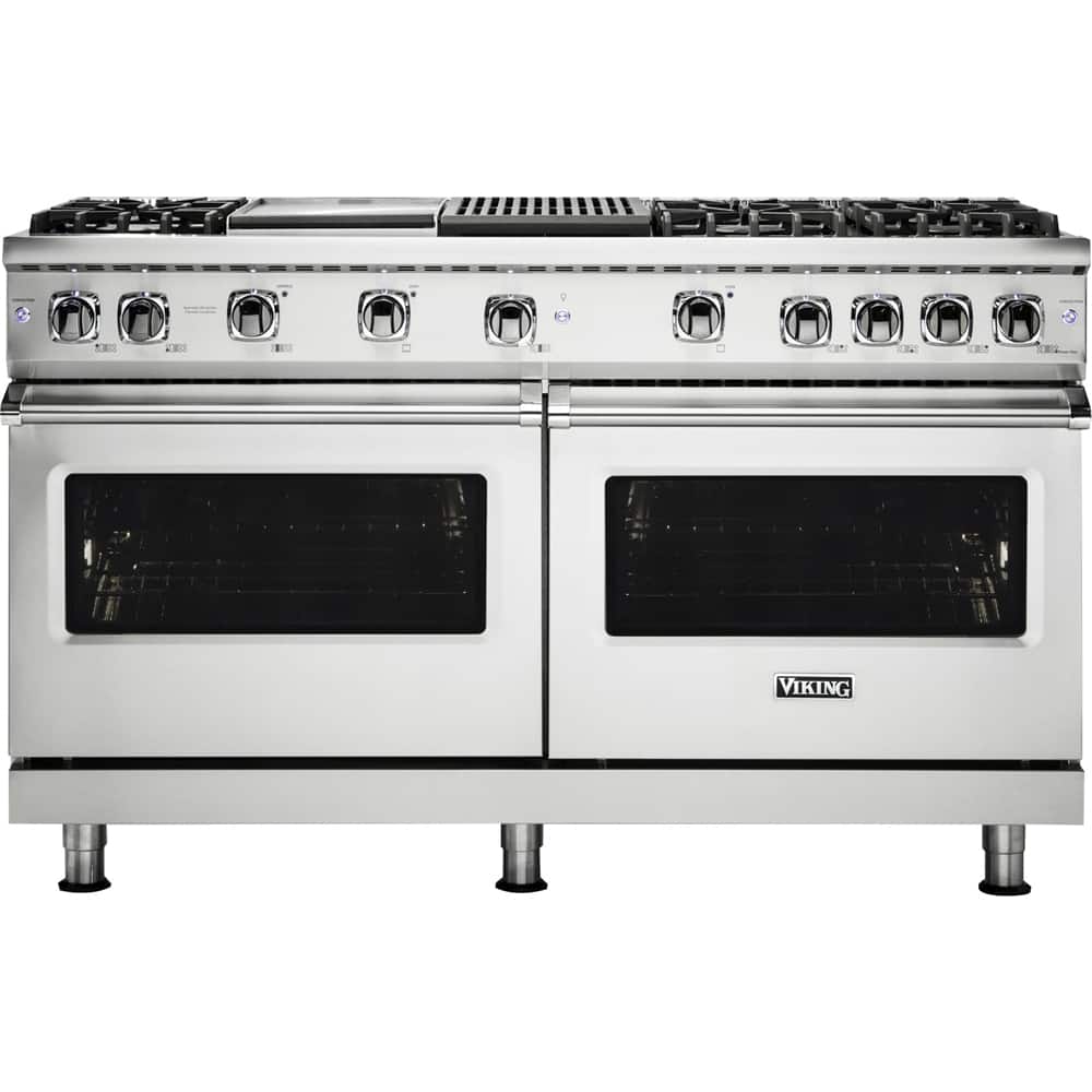 Viking - 60 in. Wide 6 Burner 8.0 Cu. Ft. Professional 5 Series Freestanding Double Oven Gas Convection Range - Stainless Steel