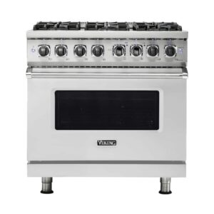 Viking - 5-Series 5.6 Cu. Ft. Self-Cleaning Freestanding Dual Fuel Convection Range - Stainless Steel