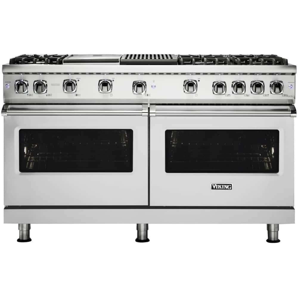 Viking - 60 in. Wide 6 Burner 8.0 Cu. Ft. Professional 5 Series Freestanding Double Oven Liquid Propane Gas Convection Range - Stainless Steel