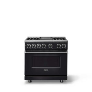 Viking - 36"W. 5.6 Cu. Ft. 7S Self-Clean LP Dual Fuel Range-Onyx - Onyx